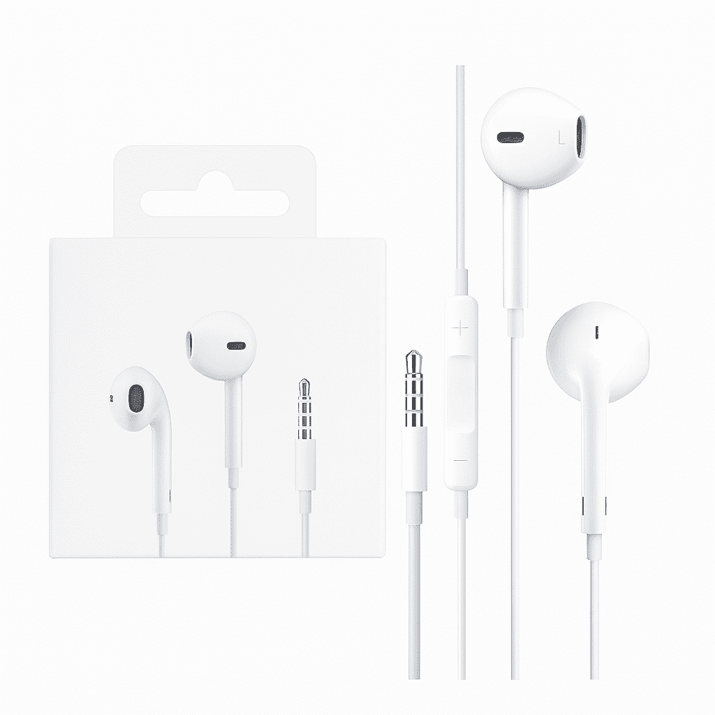 20250723_1634_Auriculares con Fondo Blanco_remix_01k0wk644xfajs4ey3h6fqf57s Audifono A. Iphone Plug - Imagen 1