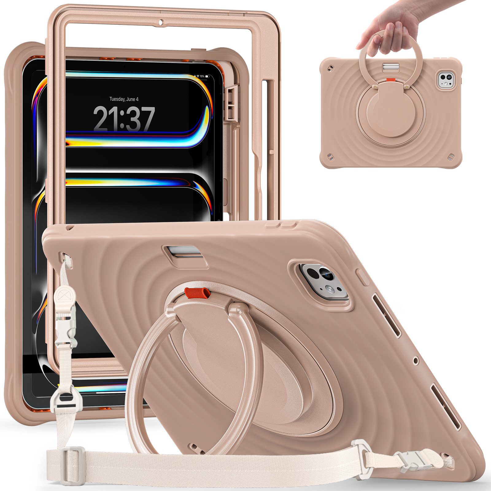 tablet repplay5 Estuche Resistente con Anillo y Cuerda / Soporte Giratorio 360° Ripple para Tablet / iPad - Imagen 1